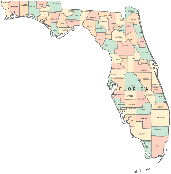 Map Of Florida By County Printable - Anetta Mathilda