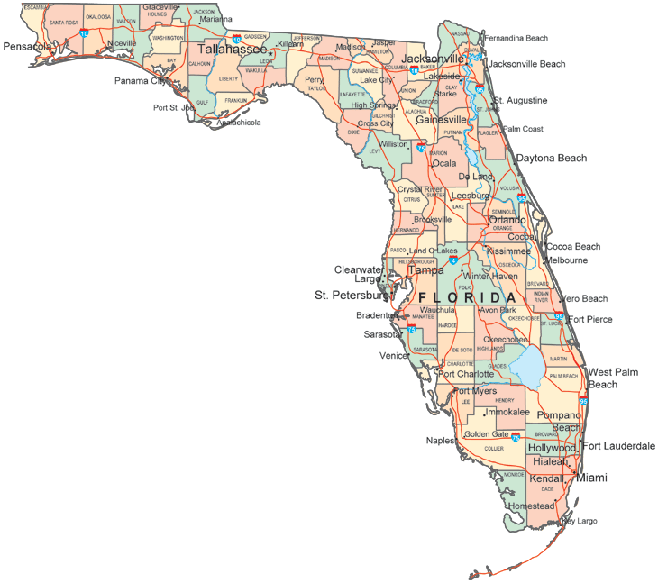 Free Detailed Map Of Florida Gracie Georgianna